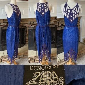 Designs by Zaira ltd. New York vintage style beaded 1920s dress medium